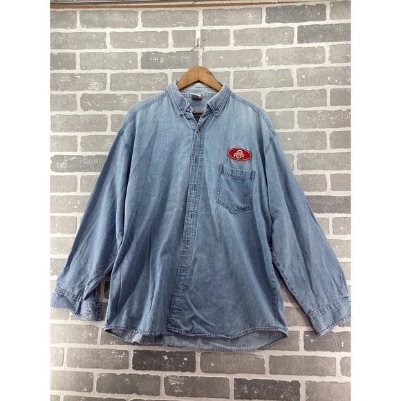 True Fan Other - True Fan Ohio State Buckeyes Denim Shirt Mens XL Blue Long Sleeve Button Down